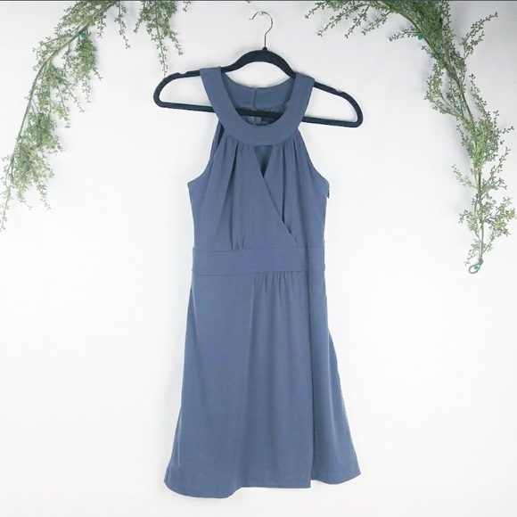 Banana Republic Dresses & Skirts - Banana Republic Blue Gray Faux Wrap Halter Dress 0
